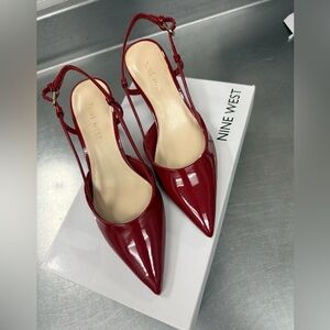 Nine West Red Patent Pointed Slingback Pumps
